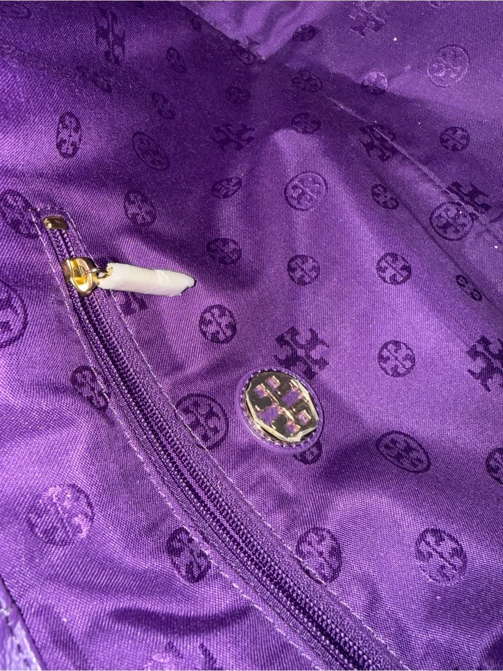 Tory Burch Violet Leather Tote with Gold Hardware